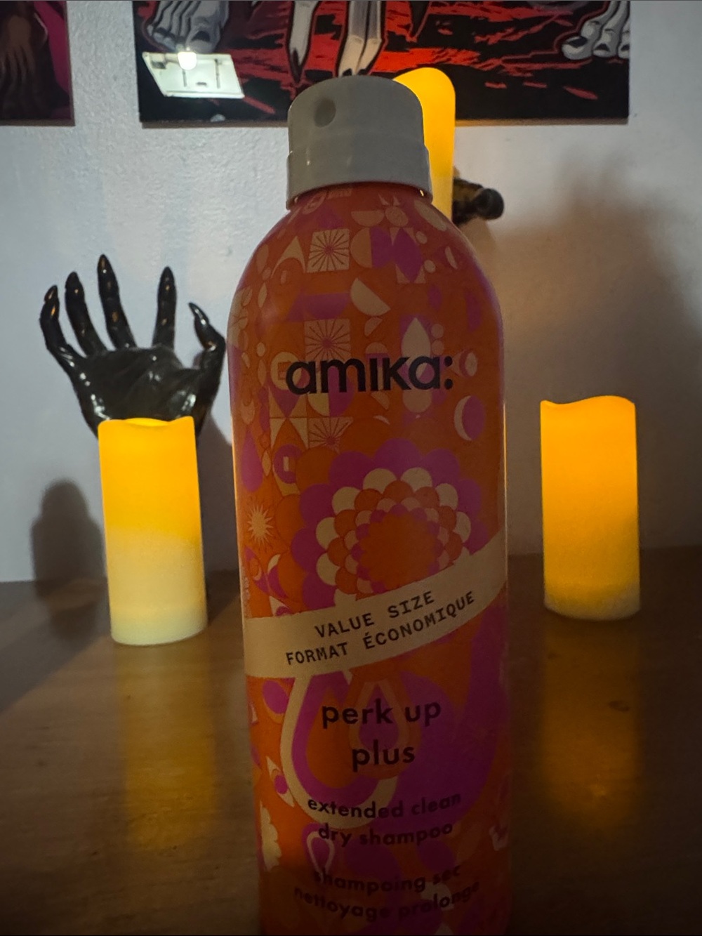 amika Perk Up Plus Dry Shampoo in Orange and Pink Can